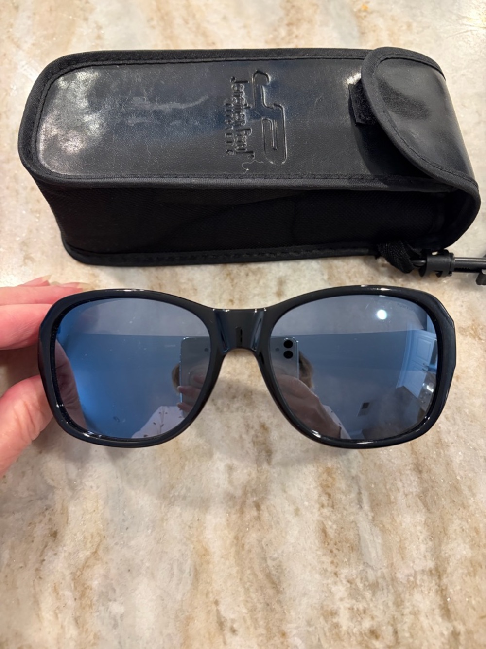 Men's Black Fit Over Sunglasses with Blue Mirror Lenses
